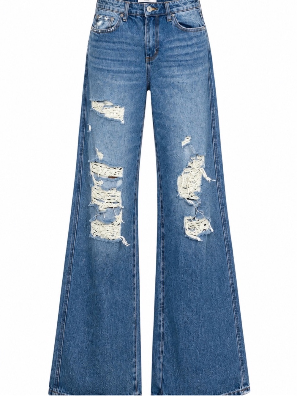 Flying Monkey High Rise Distressed Wide Leg Jeans Medium Wash Size 26